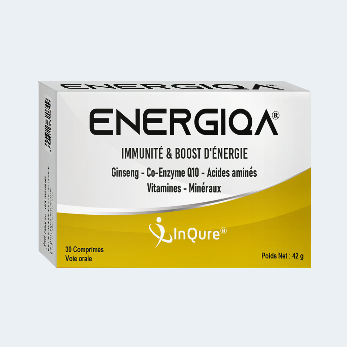 Energiqa supplement box with InQure branding on a white background