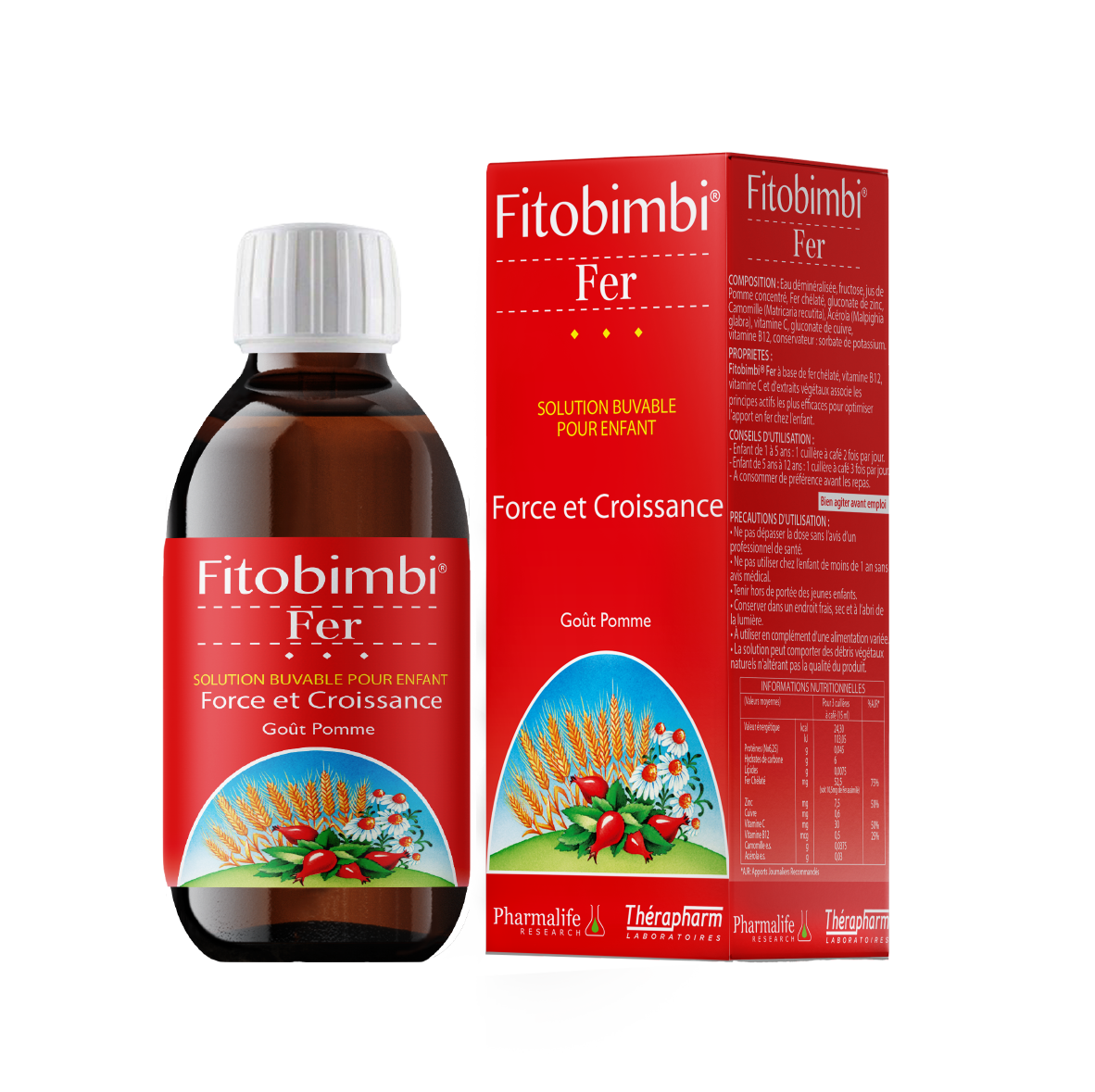 Fitobimbi iron bottle and packaging on a white background