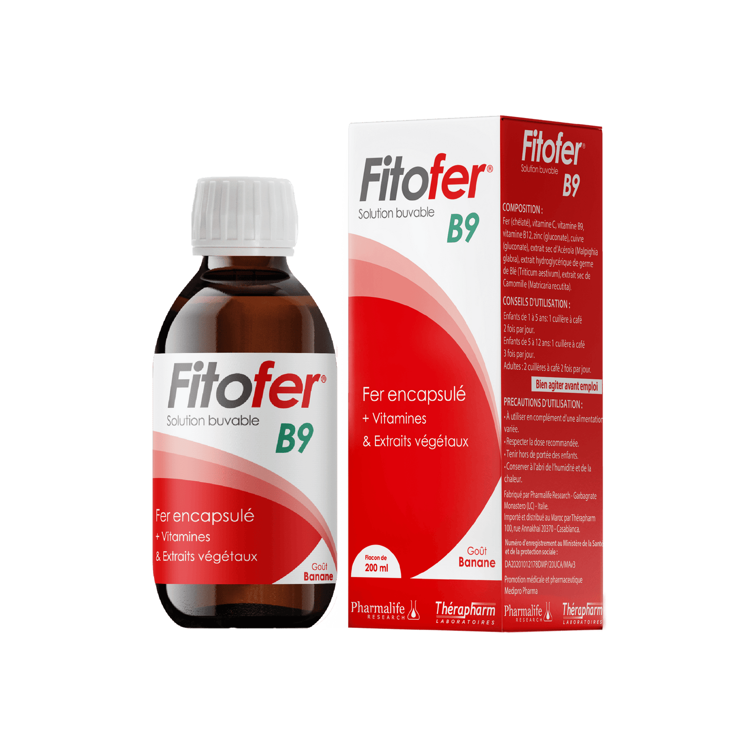 Fitofer B9 Syrup bottle and packaging on a green background