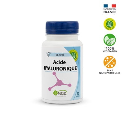 Bottle of Acide Hyaluronique with MGD logo on a white background