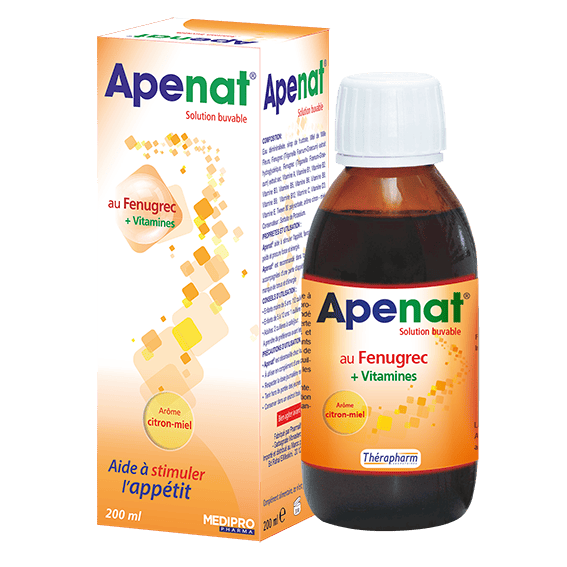Apenat bottle and packaging on a green background