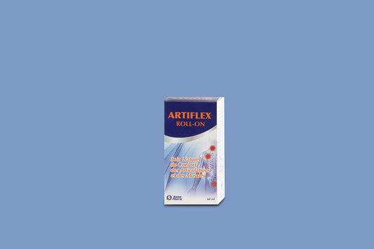 Artiflex roll-on packaging on a blue background
