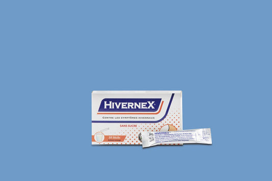 Hivernex packaging with a blue background