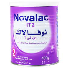 Novalac IT2 baby formula can with purple label