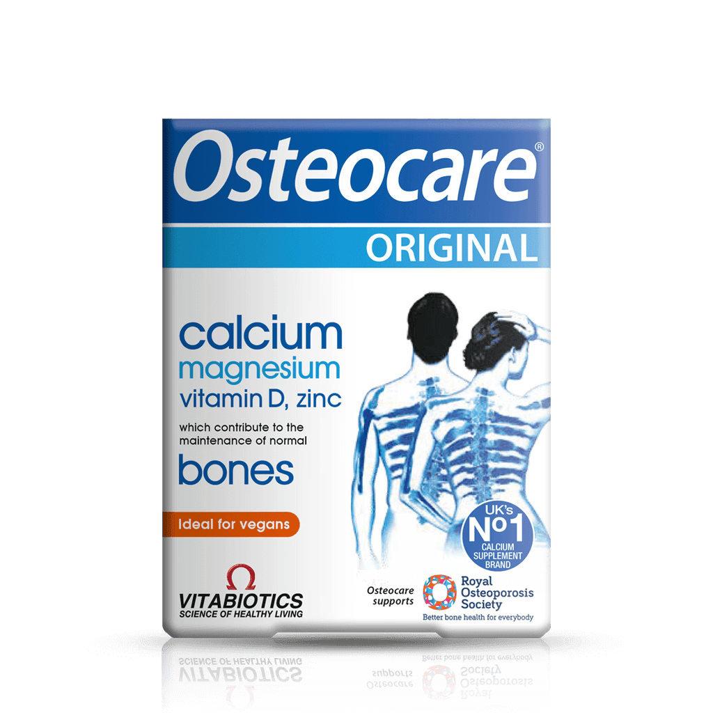 Osteocare Original supplement packaging on a green background