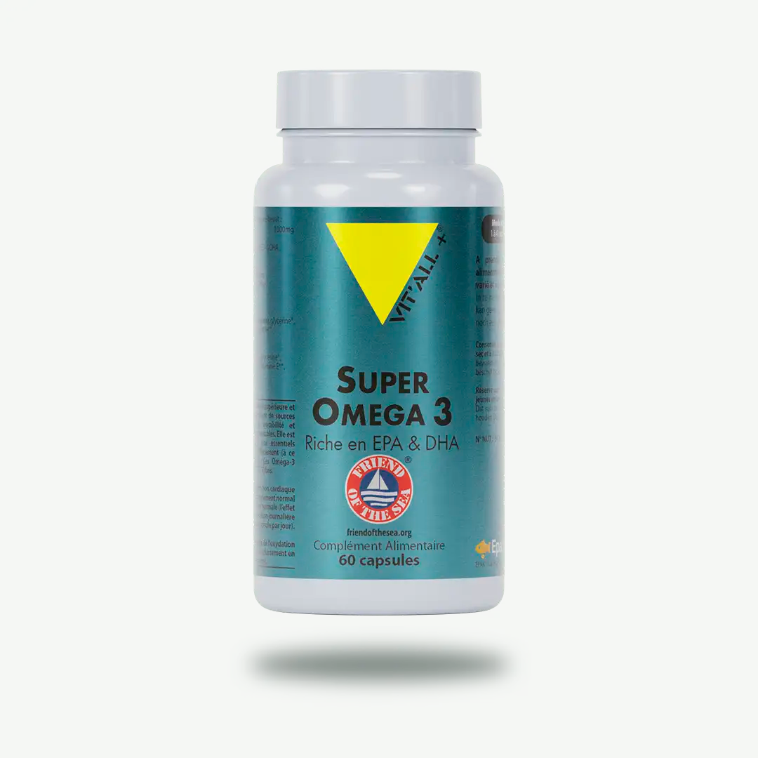 Vitall Super Omega 3 supplement bottle on a white background
