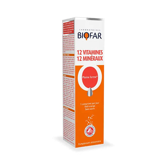 Biofar 12 Vitamins 12 minerals supplement box on a white background
