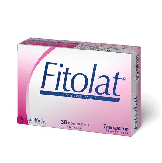 Fitolat packaging with pink and white design on a clear background