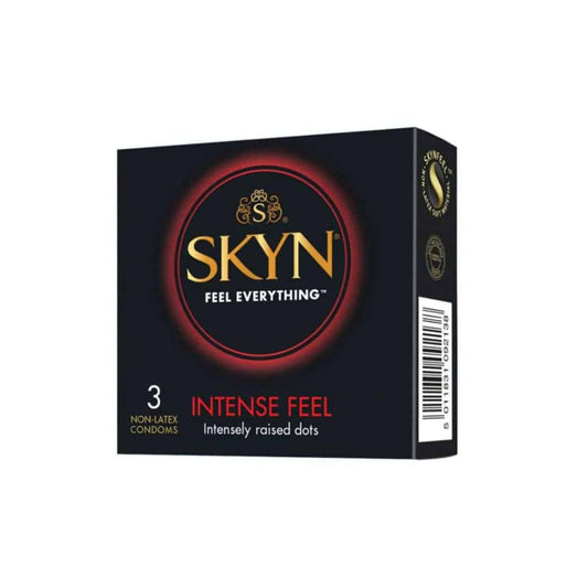 Skyn Intense Feel condoms packaging on a white background