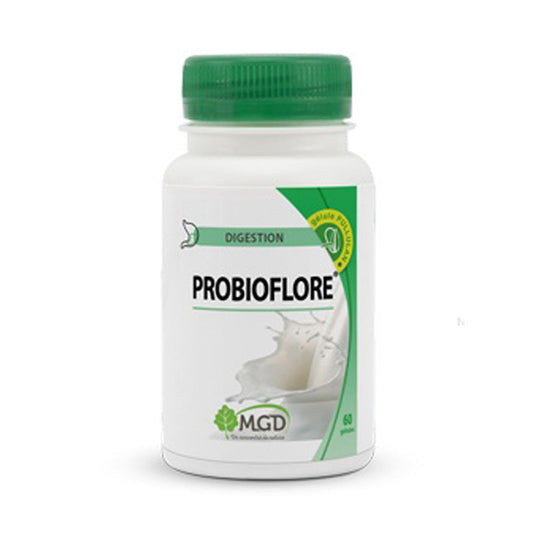 Probiotic supplement bottle labeled 'Probioflore' on a white background
