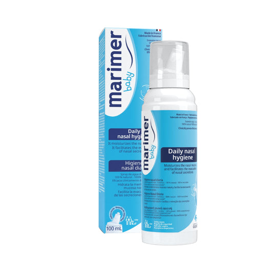 Marimer baby daily nasal hygiene spray and packaging on a white background