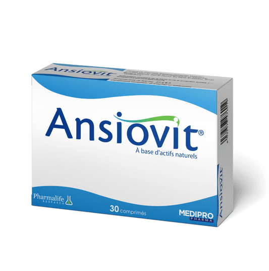 Box of Ansiovit with blue and white design on a green background
