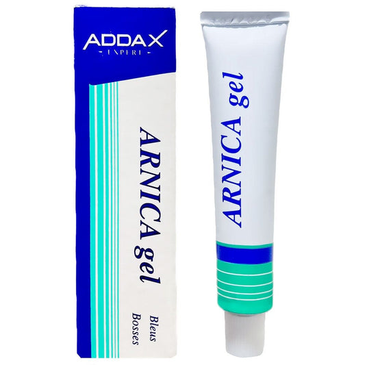 Addax Arnica gel packaging and tube on a white background