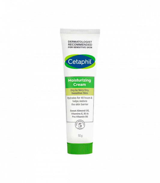Cetaphil moisturizing cream tube on a white background