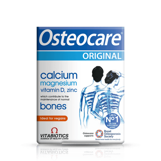 Osteocare Original supplement packaging on a green background